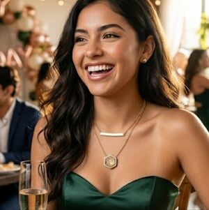 Sugarfix by BaubleBar Layered Necklace Gold Tone Bar & Hexagon Druzy Pendant